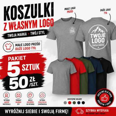 PAKIET 5 SZT KOSZULEK Z NADRUKIEM